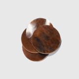 McDaniel Custom Saddles Leather Cowhide Coasters (Dark Brown) 