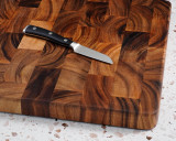 Ironwood Gourmet Square End Grain Chef's Board, Acacia Hardwood, 14",  1.3" Thick 