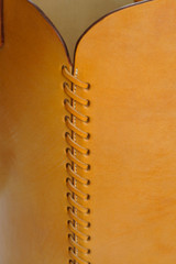Otis Ingrams Quarto Leather Woven Basket in Tan 