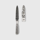 Nicanor Crotto Sterling Silver Reposé Snake Dagger with Damascus Blade 