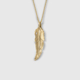 Textured Feather Pendant, 14kt Yellow Gold Ashley Childs elk & HAMMER