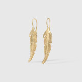 Ashley Childs Textured Feather Earrings, 14kt Yellow Gold 