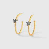 Kurtulan Dragonfly Hoop Earrings with Diamonds, 24kt Yellow Gold and Silver 