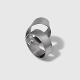 Mysterium Collection Twist and Fold Ring with CZ, Stainless Steel 