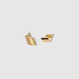 Mysterium Collection Curly Chip Earrings, Gold Plated Stainless Steel , handmade in Poland, sterling silver, stainless steel, diamond detail  | elk & HAMMER