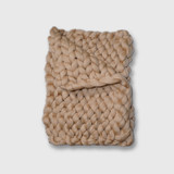 Woolexperts Chunky Knit Merino Wool Blanket in Dark Beige, 30" x 50" 