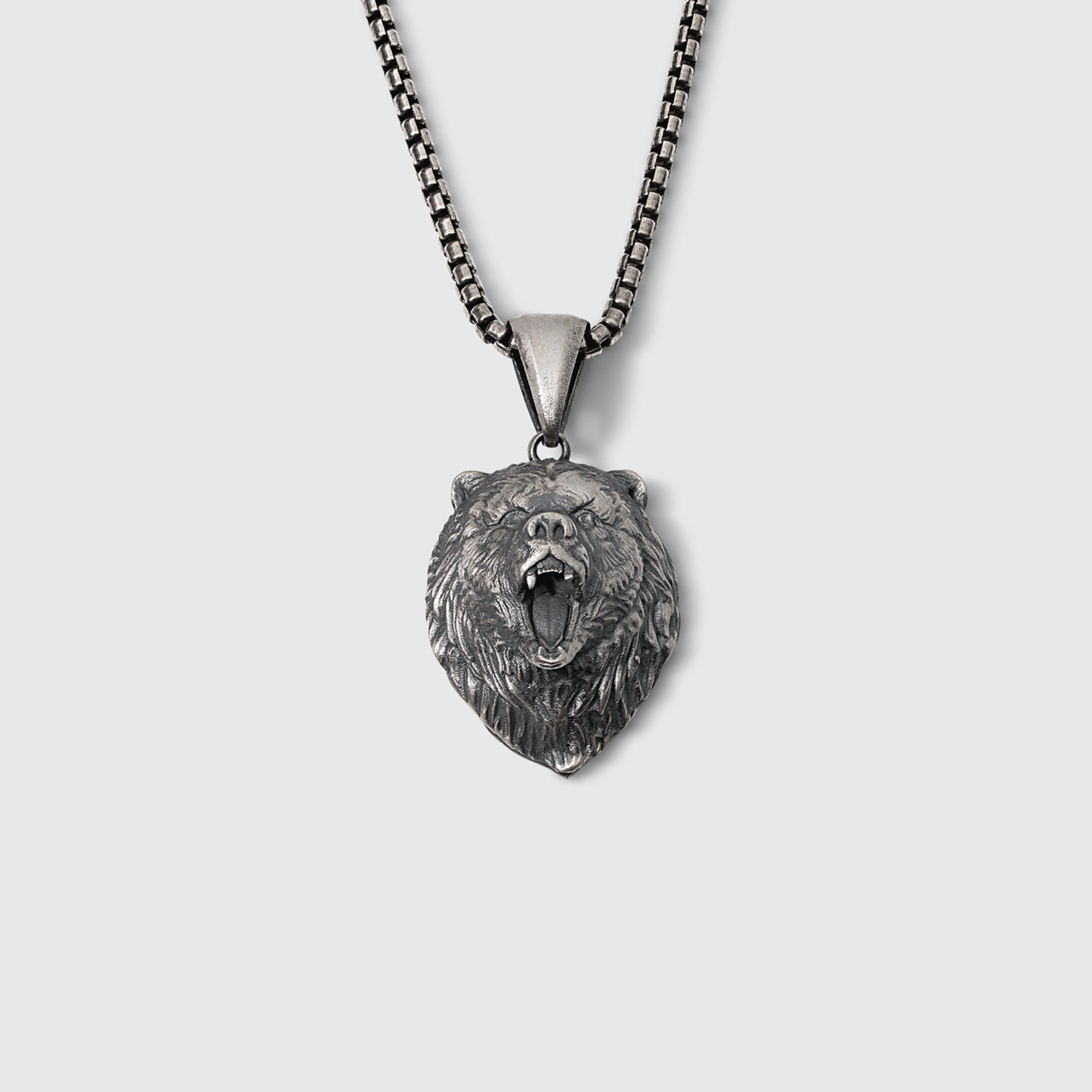 Espada Silver Angry Bear Pendant, Sterling Silver 