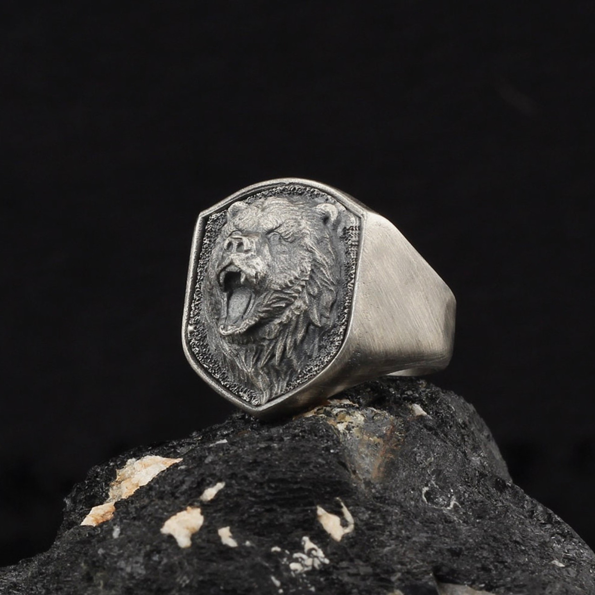 Espada Silver Large Bear Ring, Sterling Silver 