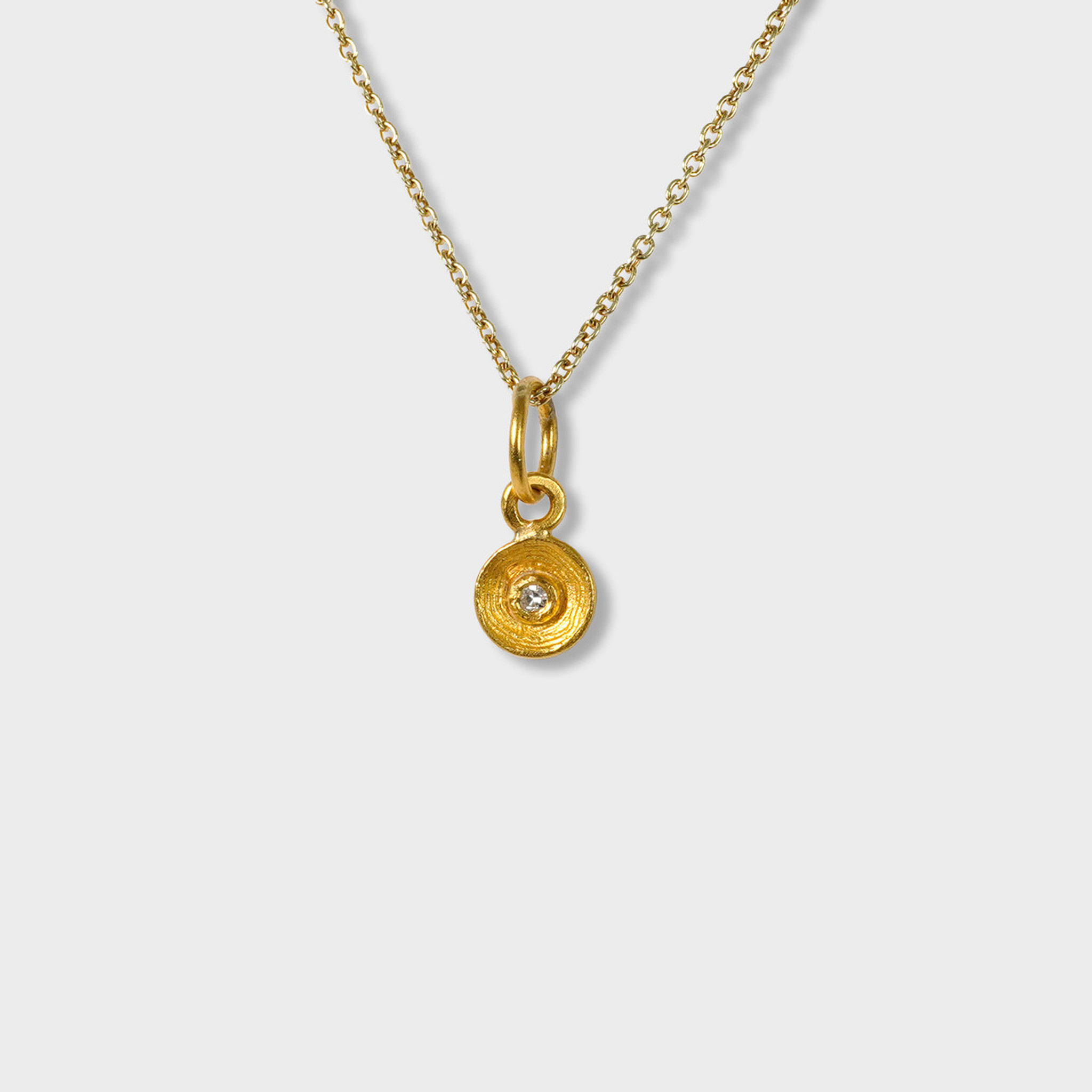 Prehistoric Works Mini, Rhythm or Circle of Life, Charm, Solid 24K Gold and 0.02ct Diamond 