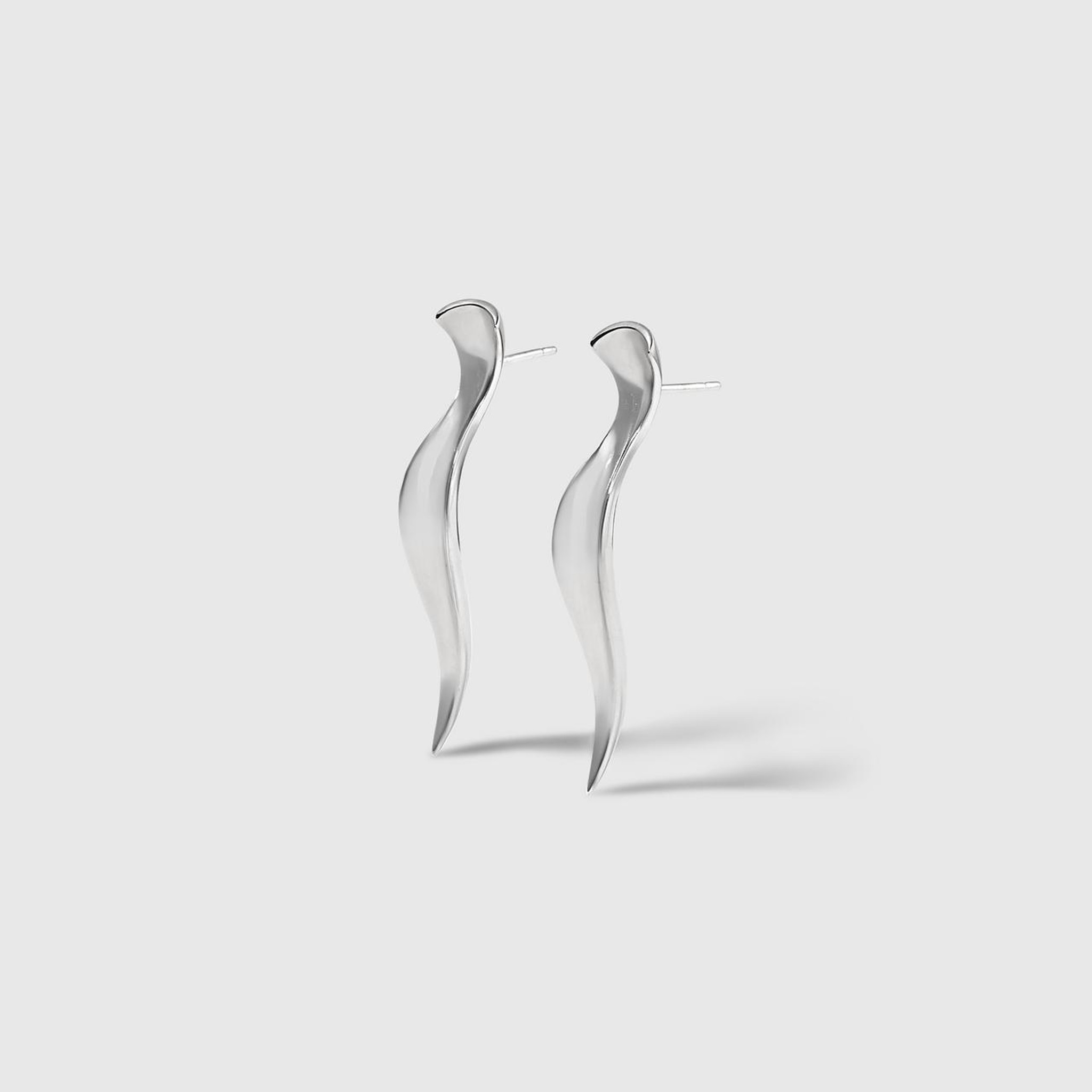 Couture "Persephone" Earrings, 18K White Gold, Contemporary Sculptural Earrings by Ashley Childs. 18K White Gold, 1.75” in length. 18Kt white gold posts and backs. Perfect for day or night.