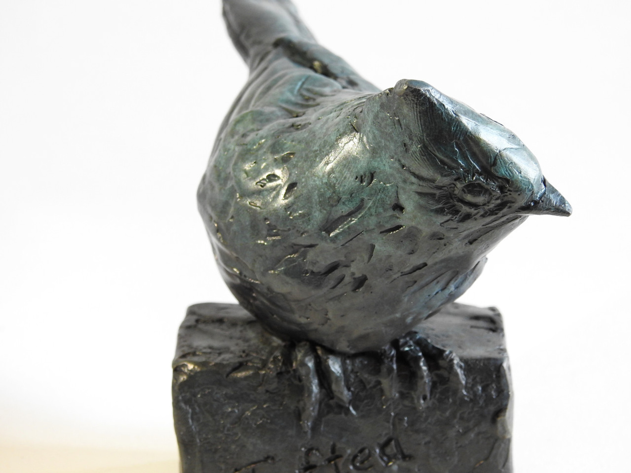Kindrie Grove Tufted Titmouse, 4.5", Small Bronze Bird Sculpture 