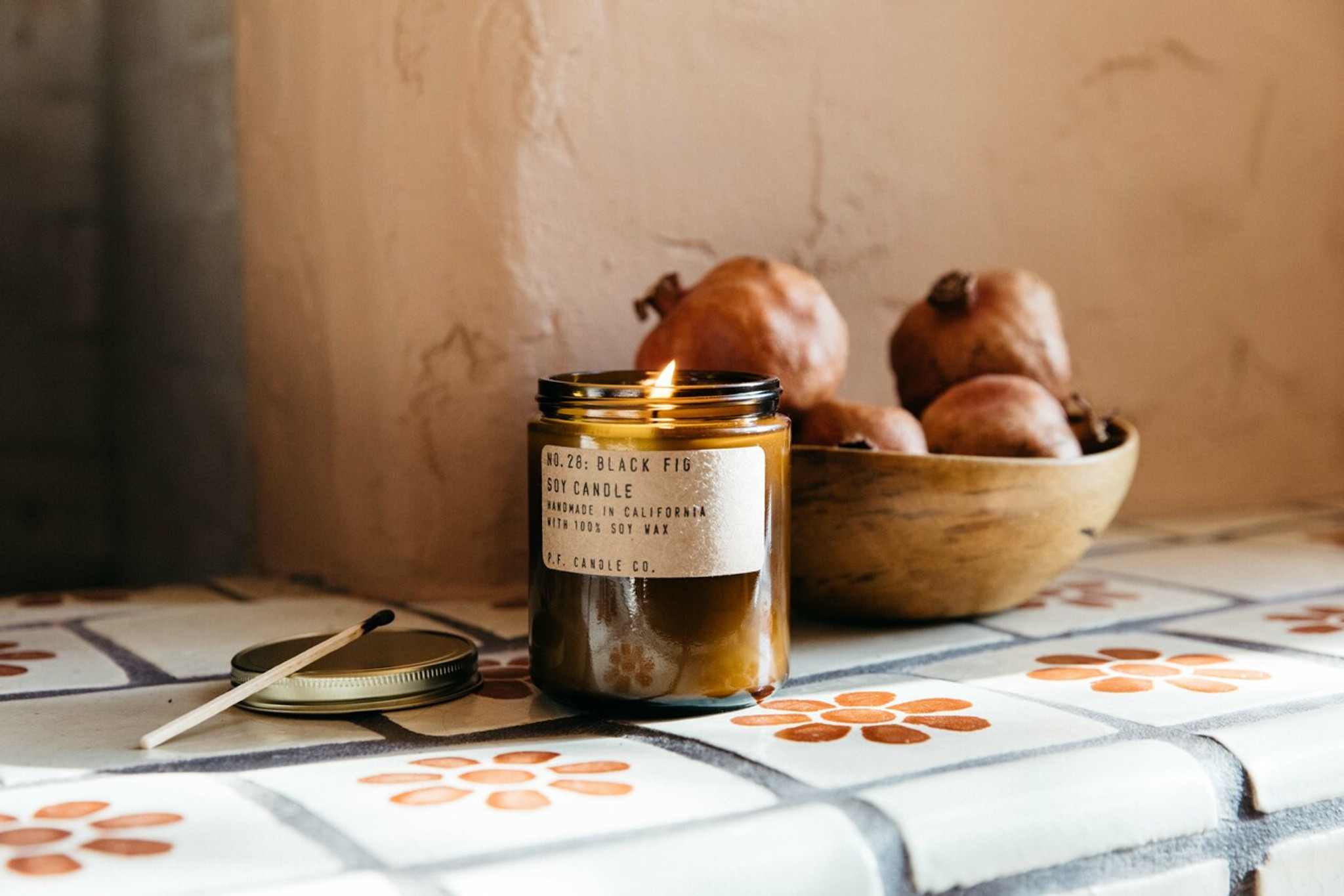 P.F. Candle Co, Candles, PF candle co, Ojai, Los Angeles, black fig candle, sustainable, handmade, small business, Backyard fruit trees, something baking in the oven. A little spicy and just sweet enough. Evergreen, mission fig, and spice.  | available in the elk & HAMMER Gallery of Bozeman, Montana; curated by Ashley Childs, artist, maker, owner and creative director of elk & HAMMER