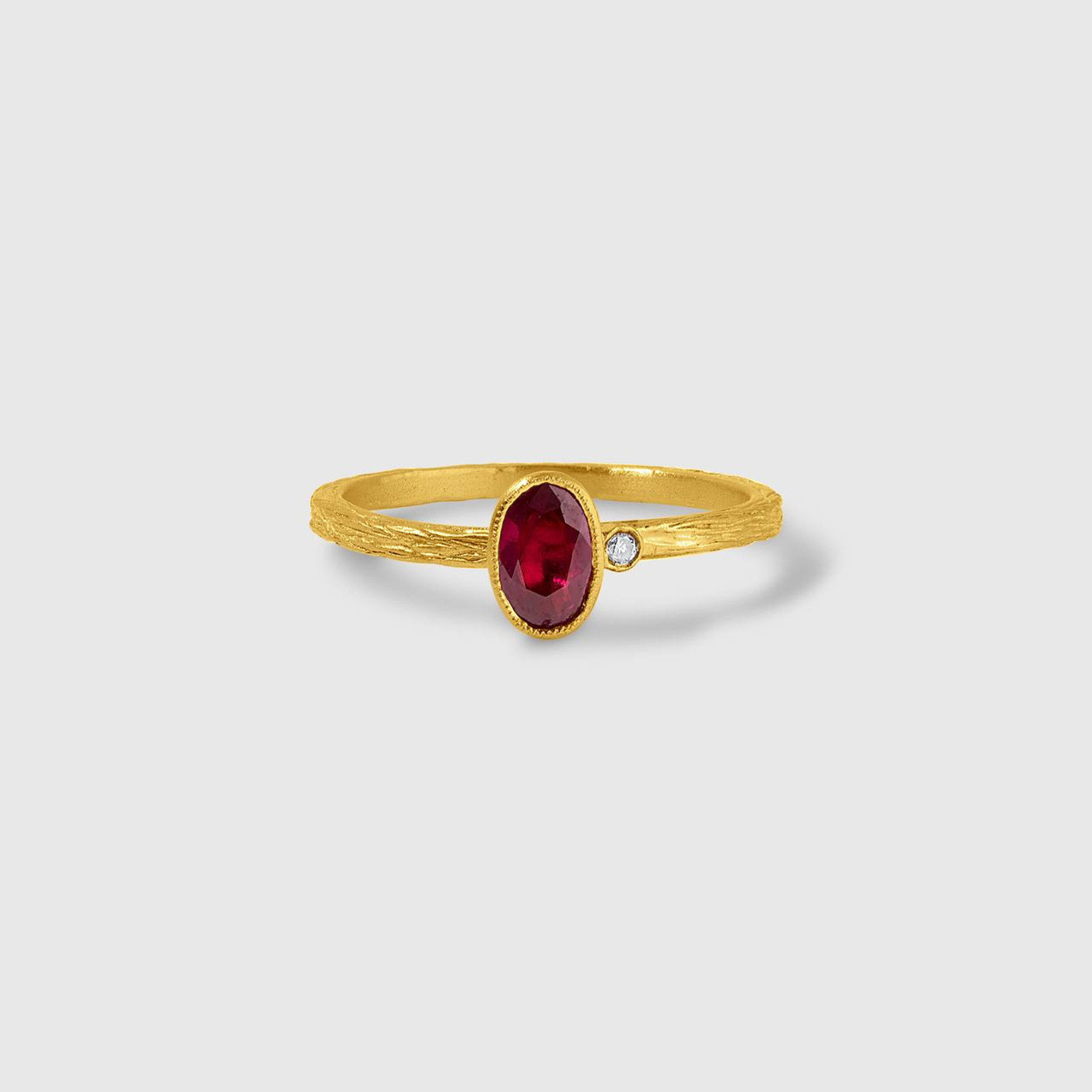 Midcentury Red Zircon Diamond Halo Ring — Isadoras Antique Jewelry