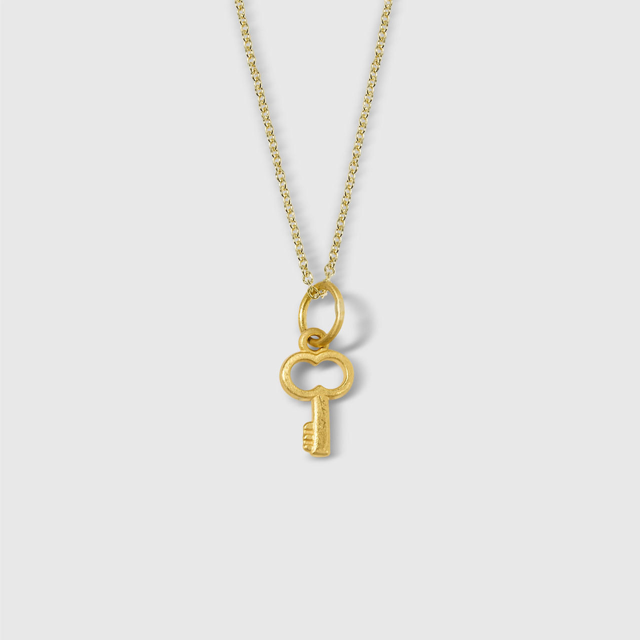 Miniature Key Charm Pendant Necklace, 24kt Solid Gold Prehistoric Works elk & HAMMER