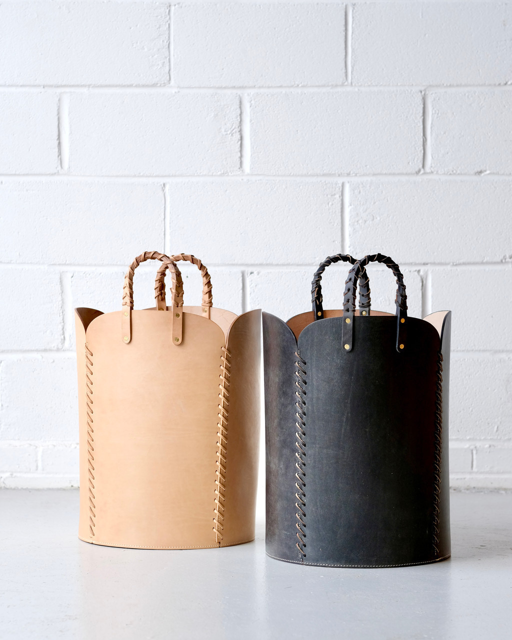 Buy Quarto Leather Woven Basket in Tan by Otis Ingrams | elk & HAMMER