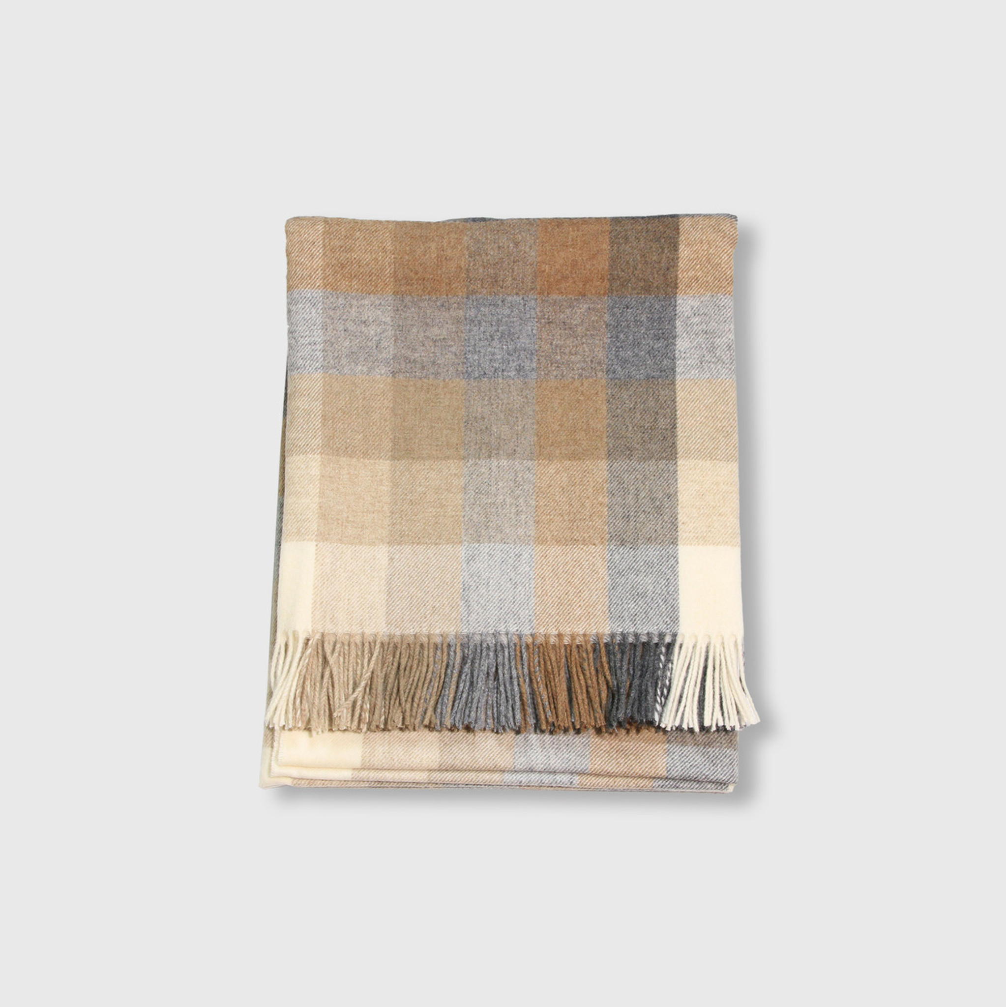 Bronte Moon Natural Merino Lambswool Throws, in Harlequin Natural, Made in England 