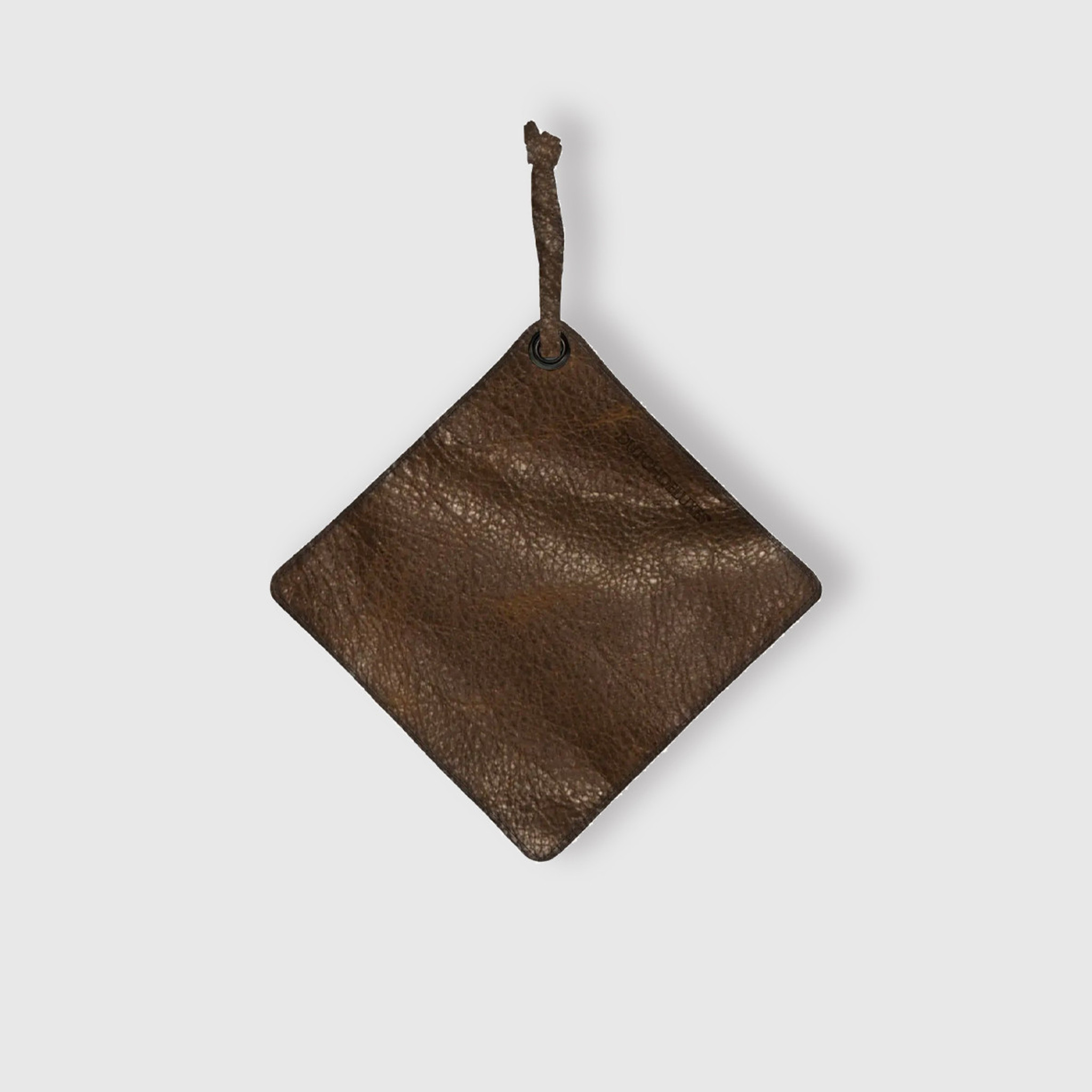 Dutchdeluxes Full Grain Leather Potholder, Classic Brown, Handmade, Made in the Netherlands by Dutchdeluxes, available in the elk & HAMMER Gallery of Bozeman, Montana