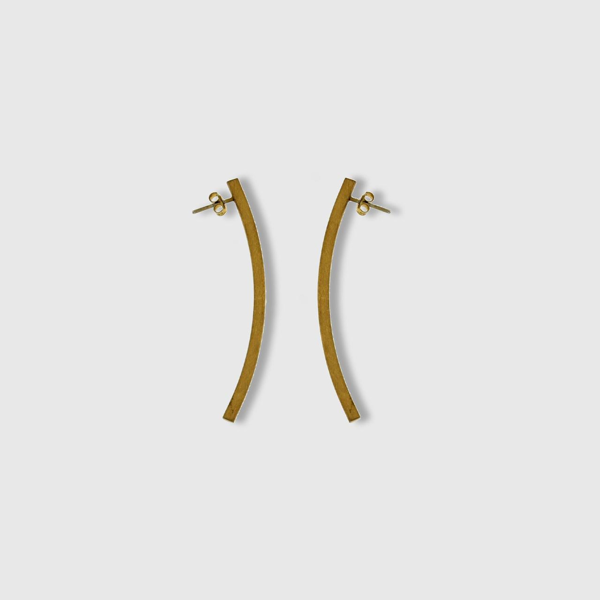Mysterium Collection Large, Long Gold Plated Sterling Bar Post Earrings, handmade in Poland, sterling silver, stainless steel, diamond detail  | elk & HAMMER
