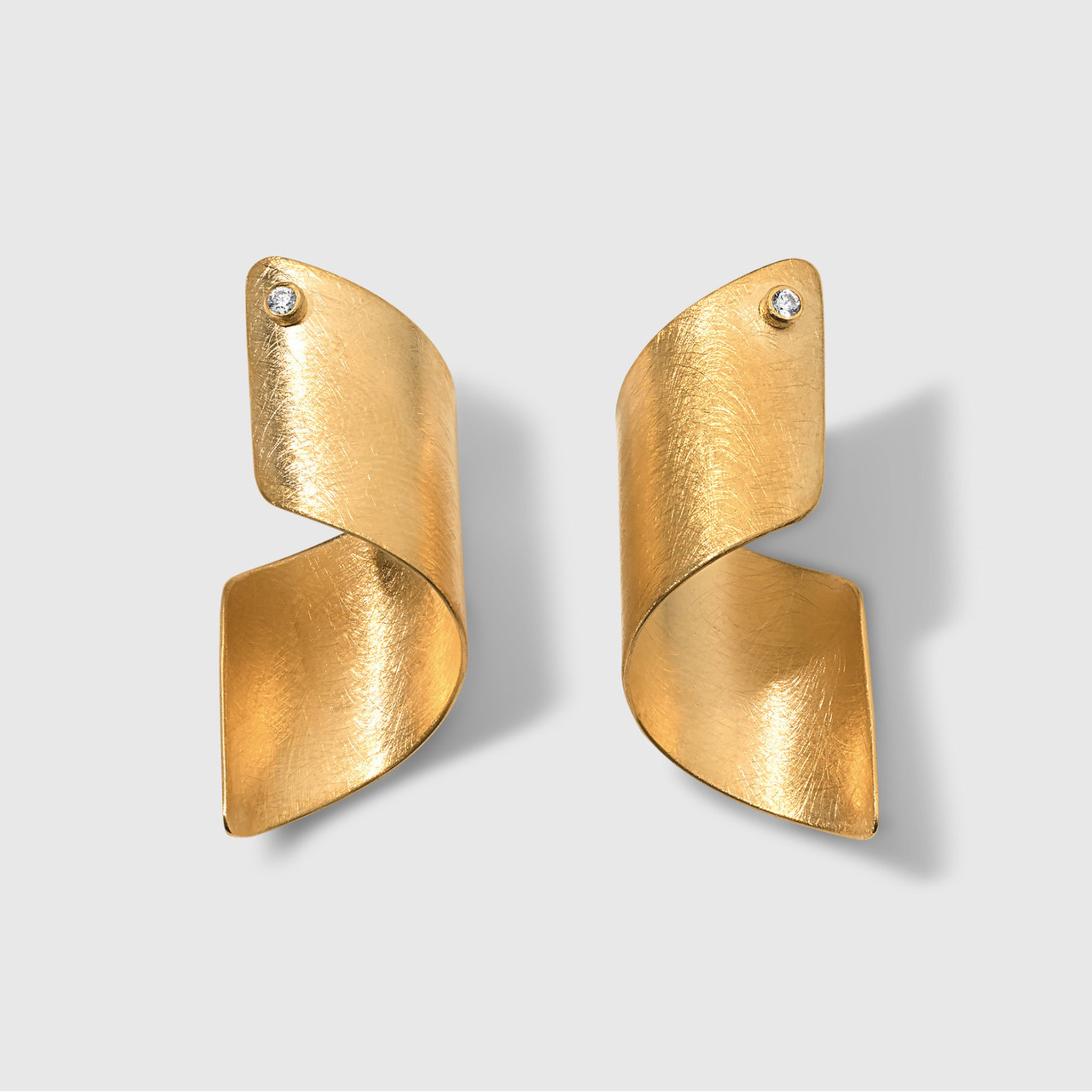 Mysterium Collection Curly Chip Earrings, Gold Plated Stainless Steel 