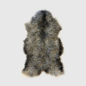 Black Sheep (White Light) Long Wool Gotland Sheepskin Throw Rug 