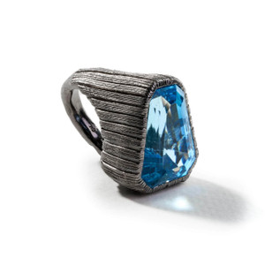 German Kabirski Marcet Swiss Blue Topaz and Blue Sapphire Ring 