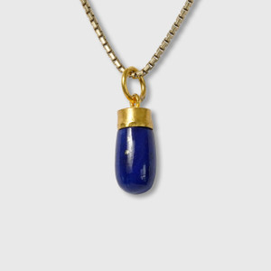 Prehistoric Works 24kt Yellow Gold 7.00ct Lapis Lazuli Drop Charm Pendant Necklace 