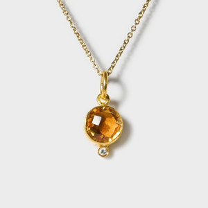 Prehistoric Works Gold Citrine Charm - 24kt Yellow Gold with Diamond 