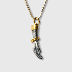 Prehistoric Works Figa for Protection, Pendant Charm, 24kt Gold, Silver and 0.02ct Diamonds 