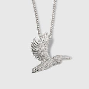 World on a String Sterling Silver Pelican Pendant Necklace with Diamond Eye 