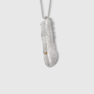World on a String Detailed Bird Feather Pendant with Andalusite 