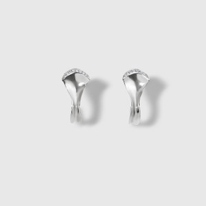 Rhea earrings, in platinum and 0.08 carats of white diamonds, High polish finish, by Ashley Childs