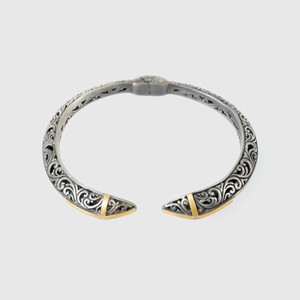 Prehistoric Works Filigree Hinge Bracelet with Diamonds 