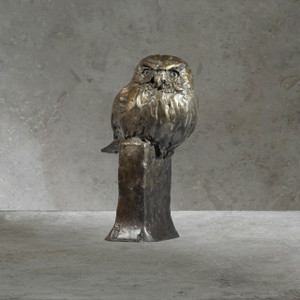 Kindrie Grove Fierce One, Pygmy Owl, 9", Bronze Owl Sculpture 