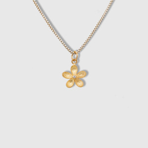 Prehistoric Works 5 Petal Pentas Flower Charm with Diamond, 24kt Yellow Gold 