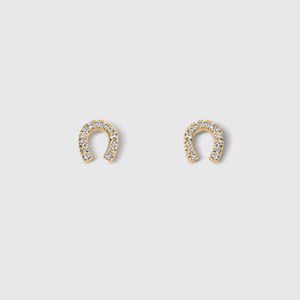 Sophia by Design Miniature, Horseshoe Post Earrings with Diamonds 