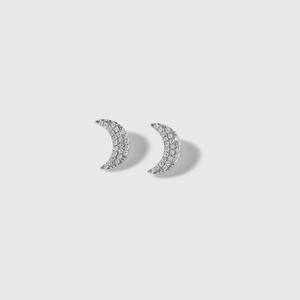 Sophia by Design Miniature, 0.14ct Diamond and 14kt White Gold Half-Moon Post Earrings 