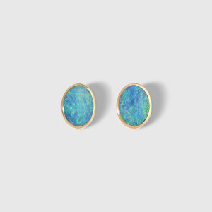 Kabana Australian Opal Inlay, High Grade (Five-Star Opals), Oval Post Stud Earrings 