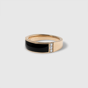 Men's or Women's Black Onyx Ring with Side Diamonds Kabana elk & HAMMER