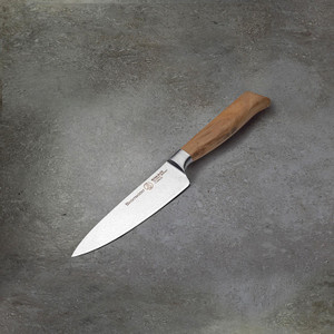 Oliva Elite Stealth Chef's Knife, 6"  with Olive Wood Handle; Sharp Kitchen Knives by Messermeister of Germany and Ojai, CA | available in the elk & HAMMER Gallery of Bozeman, Montana; curated by Ashley Childs, artist, maker, owner and creative director of elk & HAMMER.