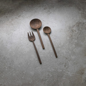 Hand-carved Walnut Wood Spoons & Fork Set elk & HAMMER