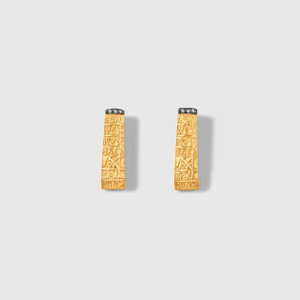 Kurtulan Vefk Earrings with Byzantine Coin Fragments and Diamonds,  24kt Gold and Silver 