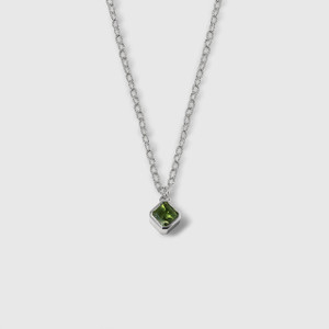 Ashley Childs Square Step-Cut, Green Tourmaline Pendant, 14kt White Gold, 18" 