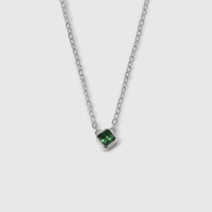 Ashley Childs Square Step-Cut, Green Tourmaline Pendant, 14kt White Gold, 16" 