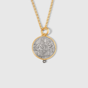 Kurtulan Pompei XII Coin with Diamonds, 24kt Yellow Gold and Silver 