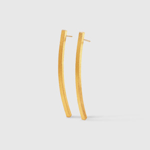 Mysterium Collection Large, Long Gold Plated Sterling Bar Post Earrings, handmade in Poland, sterling silver, stainless steel, diamond detail  | elk & HAMMER