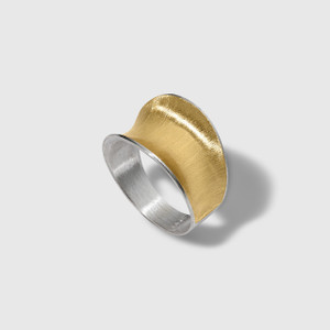 Mysterium Collection Gold Plated Sterling, Matte Finish Concave Ring 