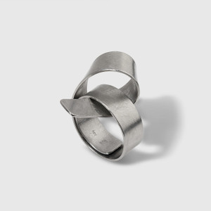 Mysterium Collection Twist and Fold Ring, Stainless Steel 