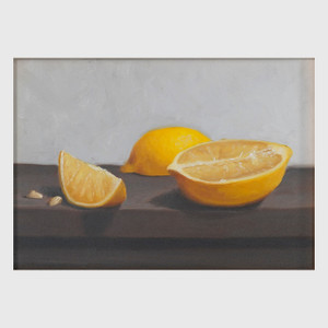 Mike Mills Lemon Sections, Still Life Original Oil Painting, Framed 