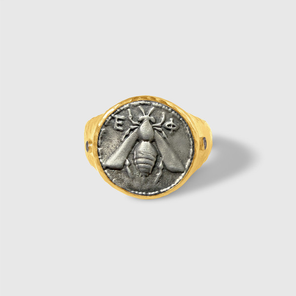 Kurtulan Ancient Bee Coin Statement Ring | 24K Gold & Diamond