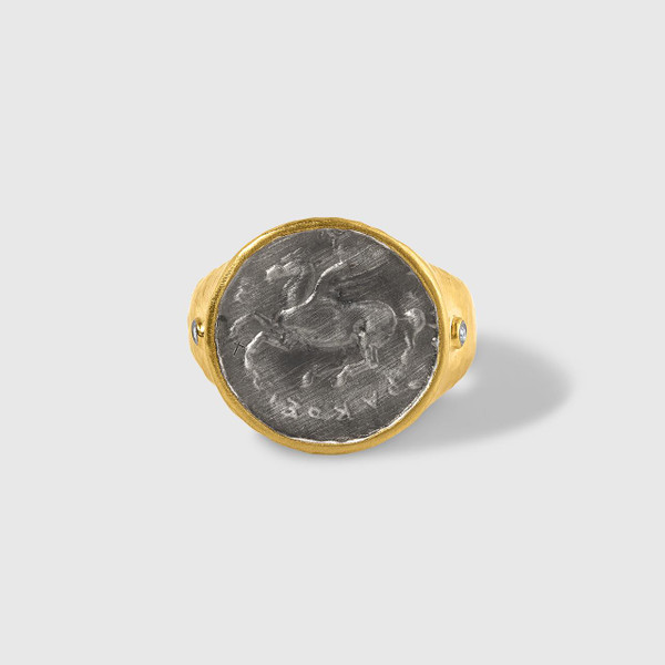 Kurtulan Pegasus Coin Statement Cocktail Ring with Diamonds 